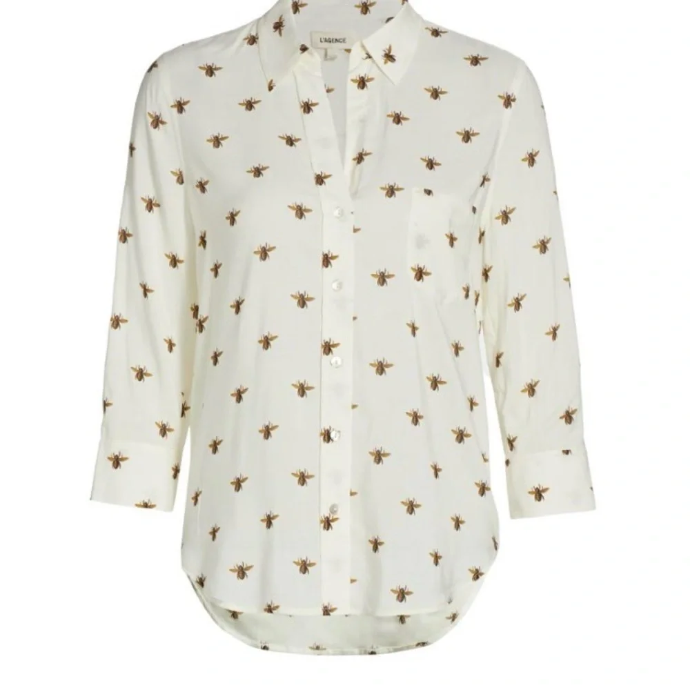 L’AGENCE Camille 3/4 sleeve Bee Button down Blouse - Picture 2 of 10